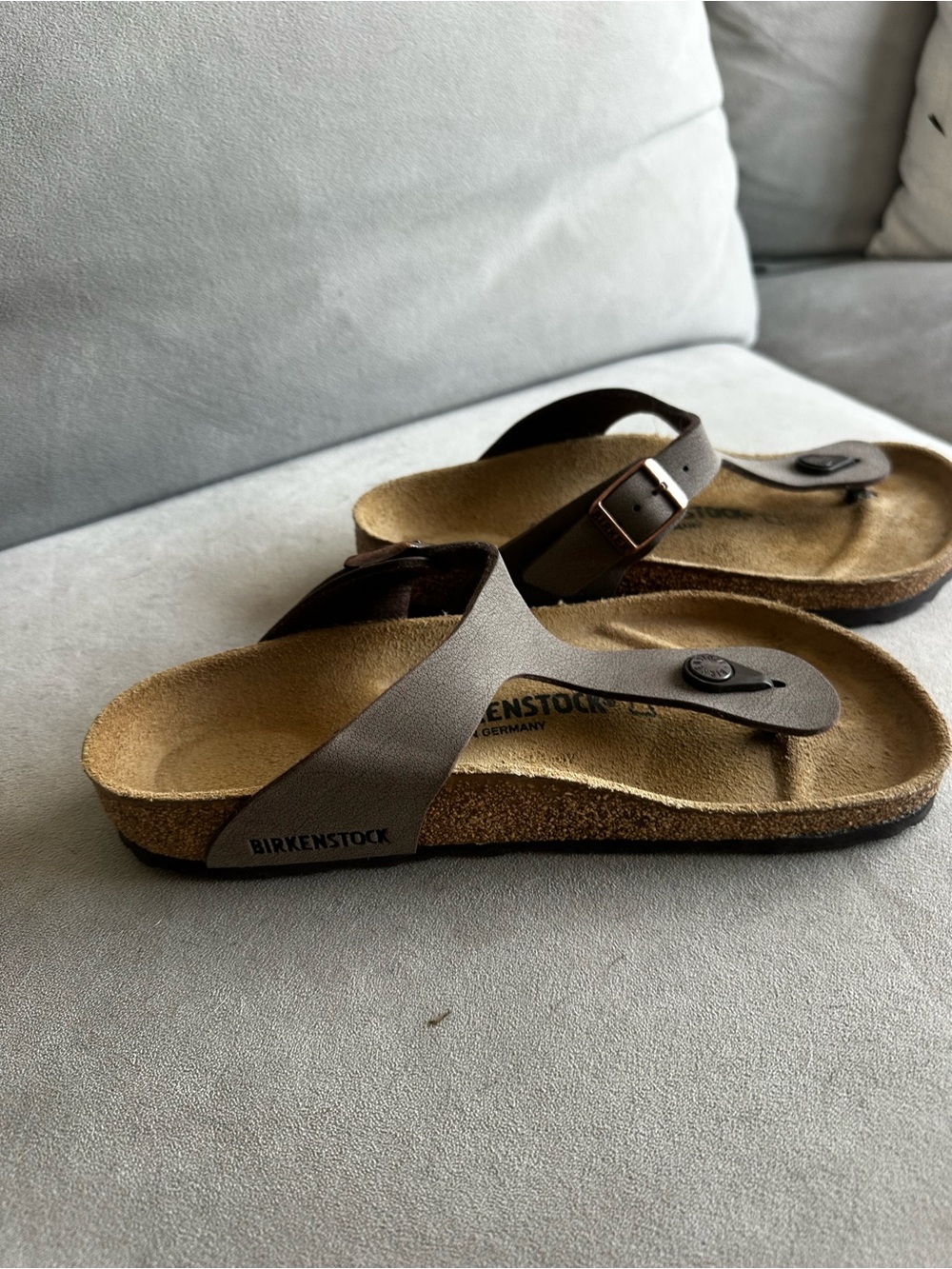 Birkenstock Taupe Gizeh Leather Thong Sandals